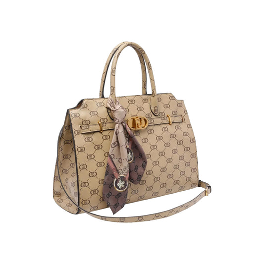 Borsa satchel con foulard Beige