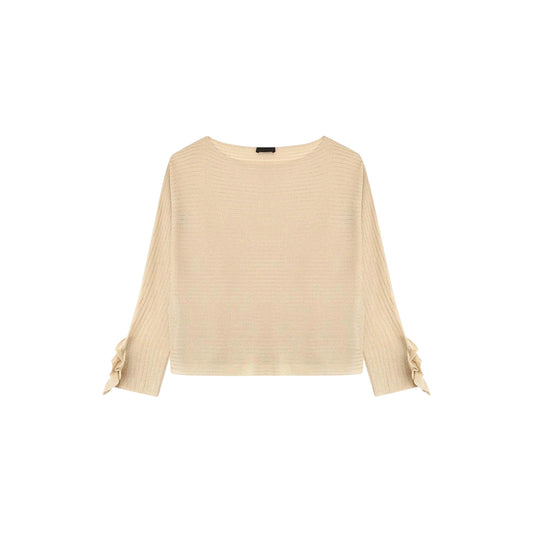 Maglia Donna a coste con dettagli a fondo manica