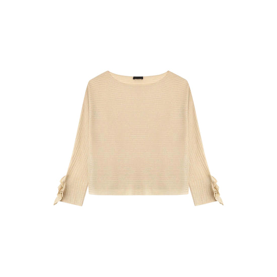 Maglia Donna a coste con dettagli a fondo manica