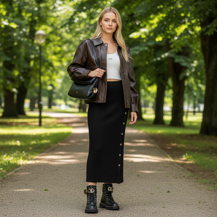 Giubbotto in tessuto spalmato marrone