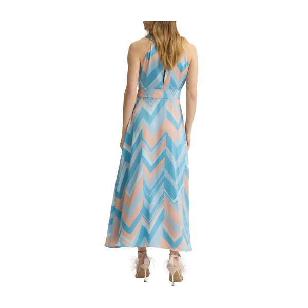 Abito Donna lungo con fantasia geometrica modella retro
