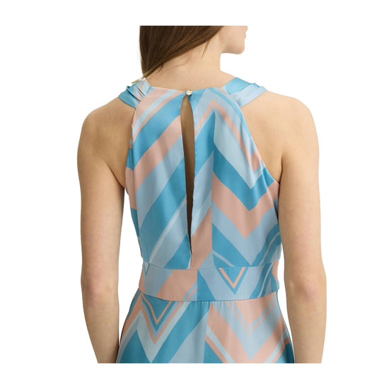 Abito Donna lungo con fantasia geometrica dettaglio retro