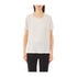 Blusa Donna in raso tinta unita beige chiaro modella frontale