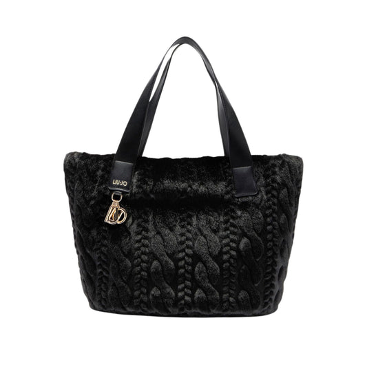 Borsa Donna L Tote in pelliccia Nero