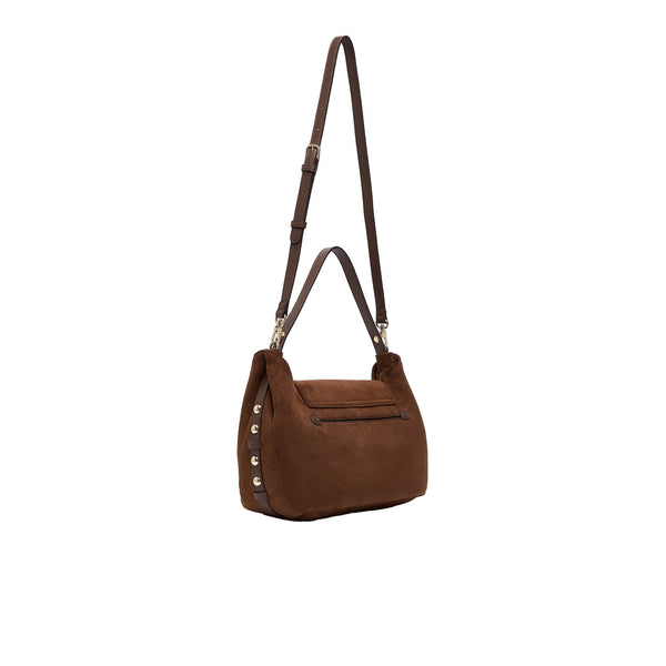 Borsa Donna media con borchie marrone chiaro retro