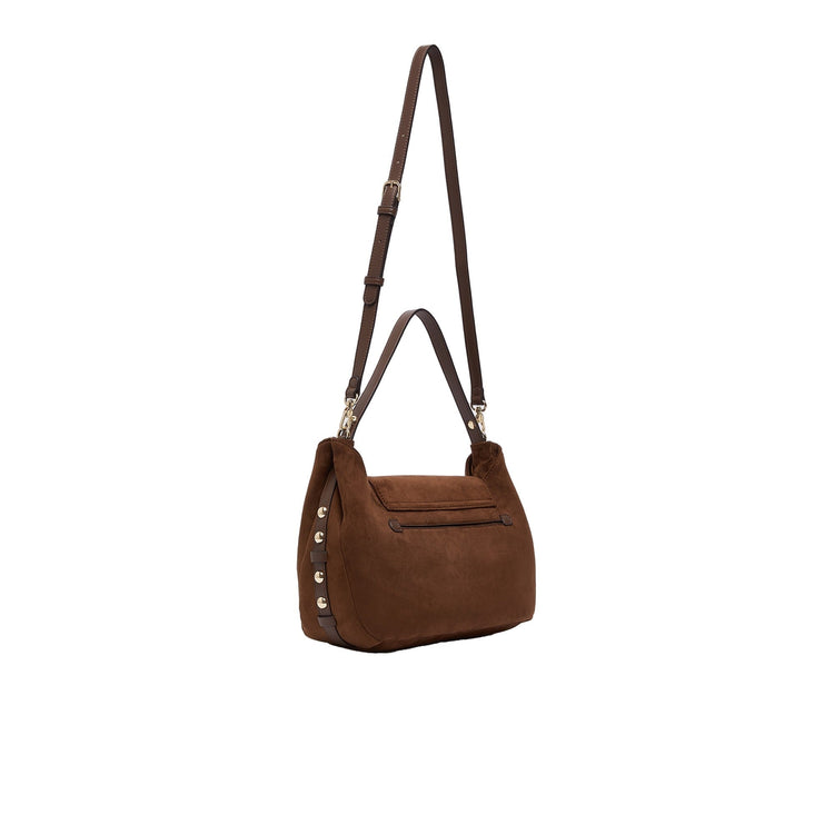 Borsa Donna media con borchie marrone chiaro retro