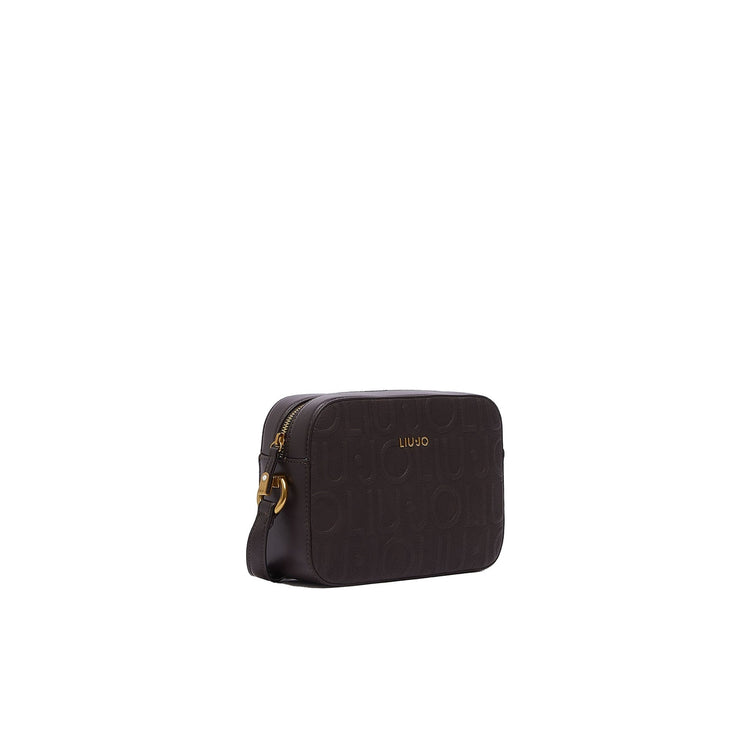 Borsa Donna stampa logo debossed marrone scuro
