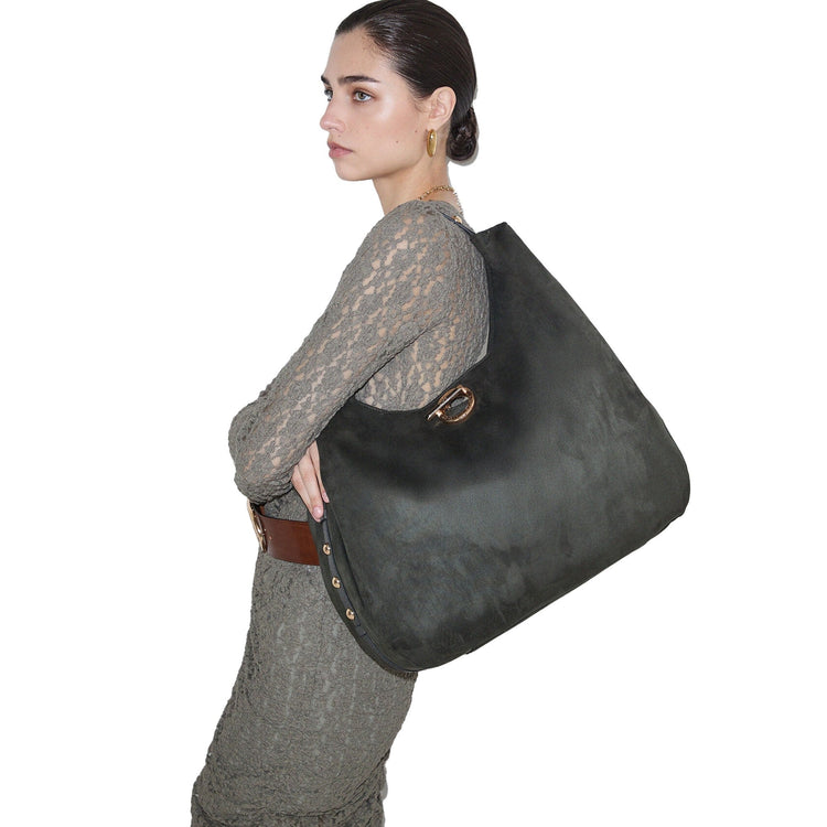 Borsa Hobo Donna modello grande Verde scuro