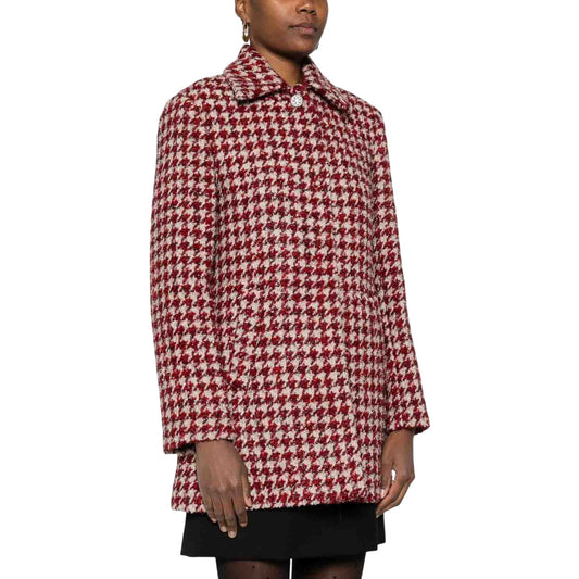 Cappotto Donna motivo pie de poule modella frontale