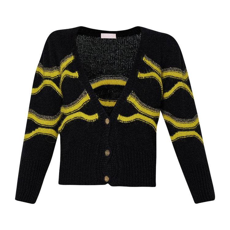 Cardigan Donna a V motivo jacquard