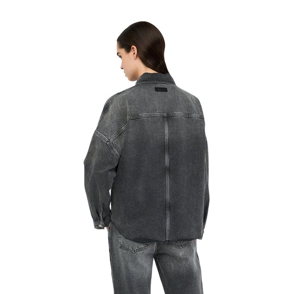 Giacca Donna in denim con applicazioni modella retro