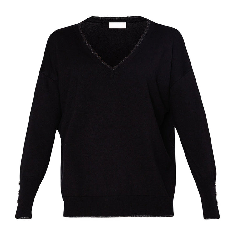 Pull femme vert avec empiècements lurex