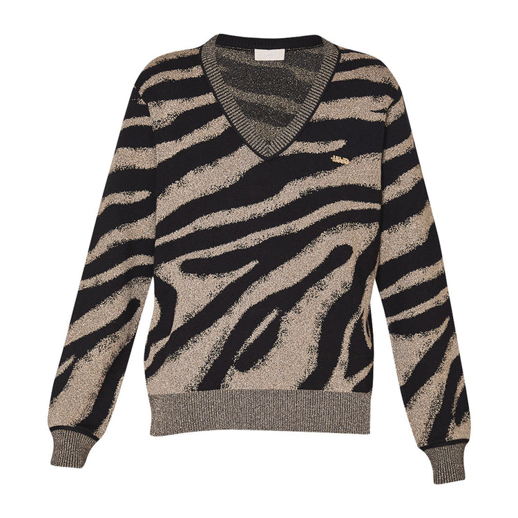 Maglia Donna scollo a V motivo animalier