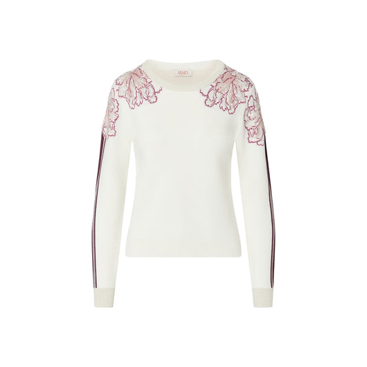 Maglia Donna Bianca con dettagli floreali