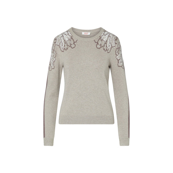 Maglia Donna con dettagli floreali Beige