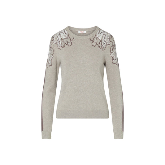 Maglia Donna con dettagli floreali Beige