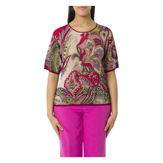 Maglia Donna con fantasia multicolore modella frontale