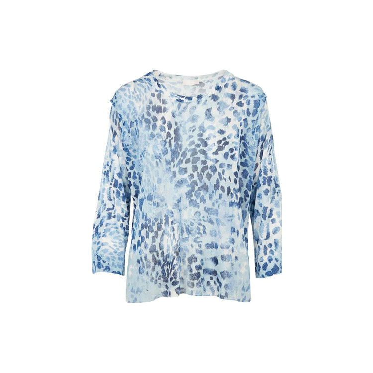 Women's crew-neck sweater with spotted pattern