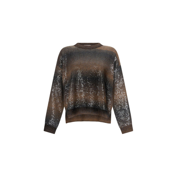 Maglia Donna sfumata con paillettes Marrone