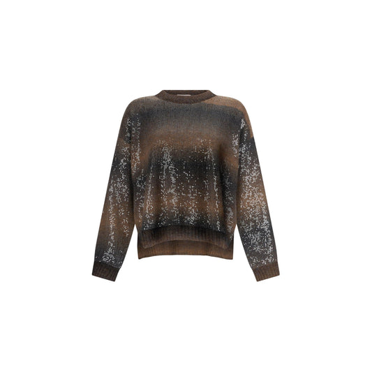 Maglia Donna sfumata con paillettes Marrone
