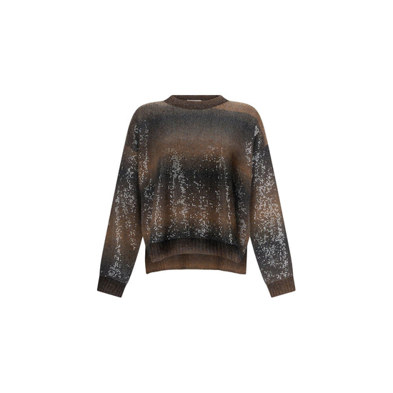 Maglia Donna sfumata con paillettes Marrone