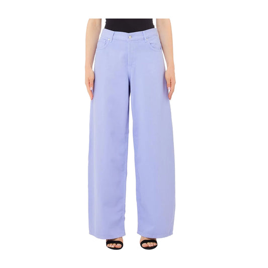 Pantalone Donna Flare Tencel Lilla modella frontale