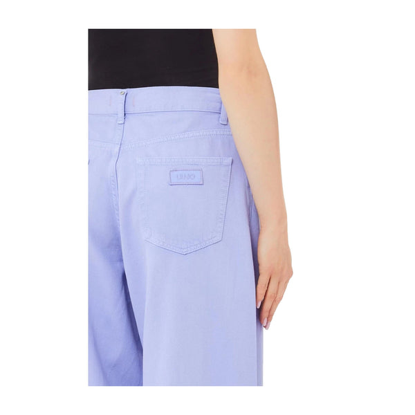 Pantalone Donna Flare Tencel Lilla dettaglio retro ravvicinato