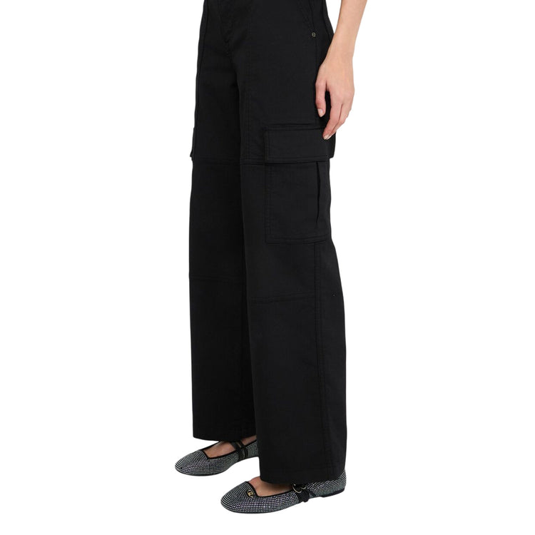 Pantalone Donna modello cargo Nero modella laterale