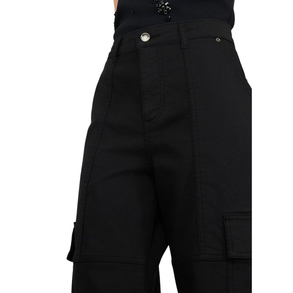 Pantalone Donna modello cargo Nero dettaglio