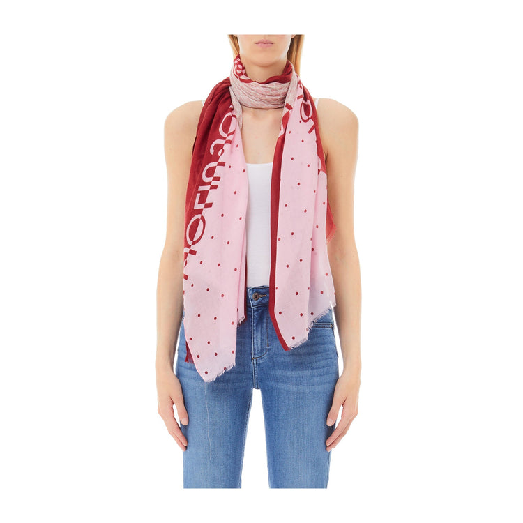 Pashmina Donna con pois e bordo a contrasto