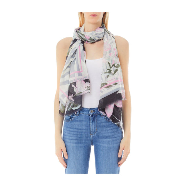 Foulard Donna Summer Flower Nero modella