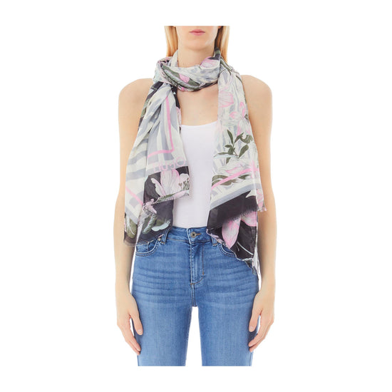 Foulard Donna Summer Flower Nero modella