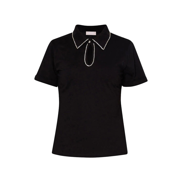 Black Women's Polo with Rhinestones