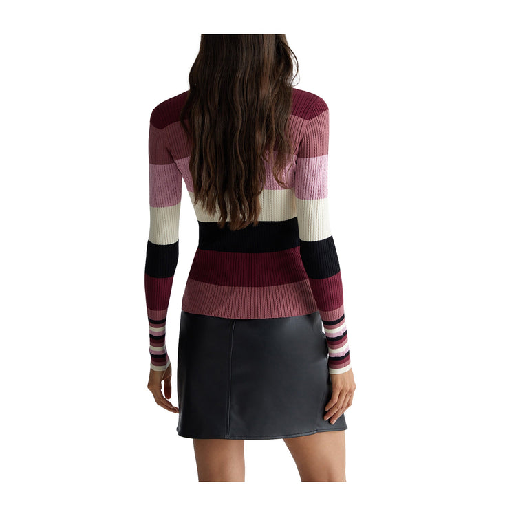 Pull femme rayé à col polo