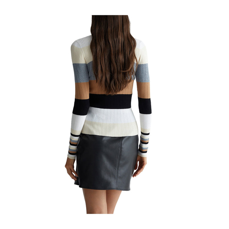 Pull femme rayé à col polo