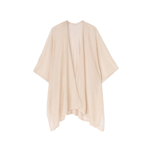 Poncho Donna in maglia maniche 3/4 Beige