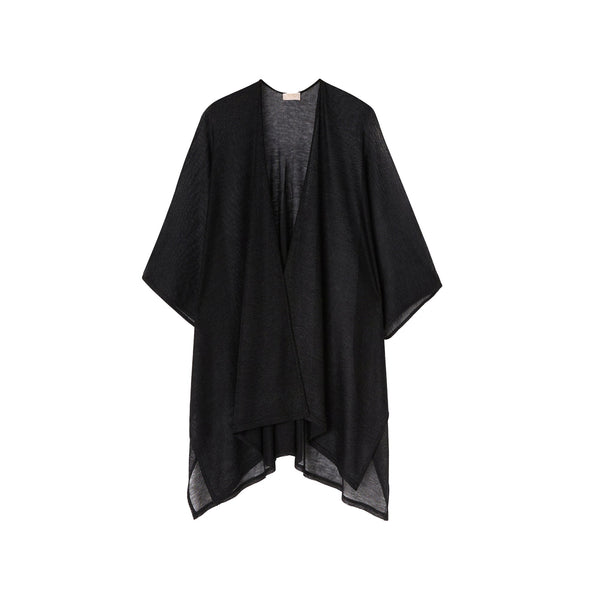 Poncho Donna in maglia maniche 3/4 Nero
