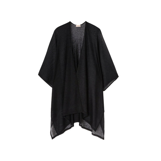 Poncho Donna in maglia maniche 3/4 Nero