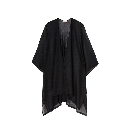 Poncho Donna in maglia maniche 3/4 Nero