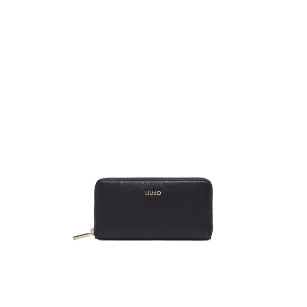 Portafoglio grande Donna con zip Nero