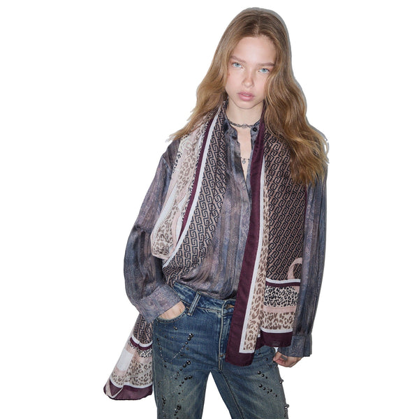 Stola animalier Donna con stampa cinturini bordeaux