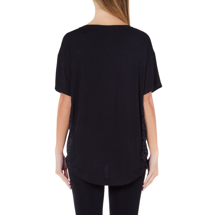 T-shirt femme avec empiècements en broderie anglaise