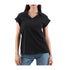T-shirt Donna con ricamo e colletto a polo Nero modella frontale