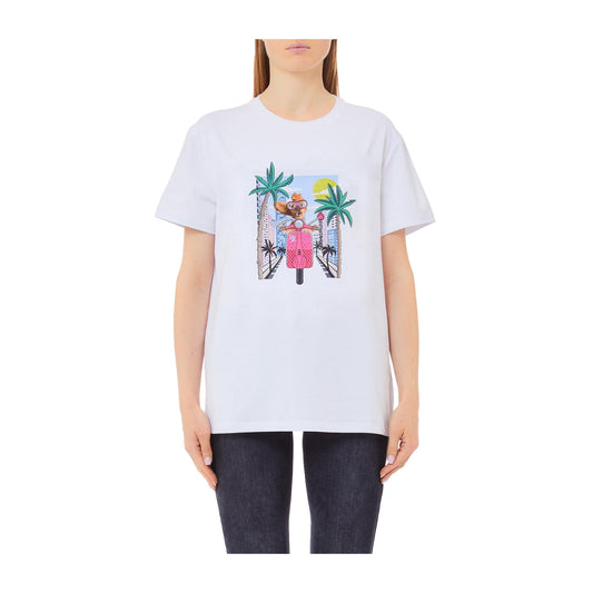 T-shirt Bianca Donna con stampa e strass