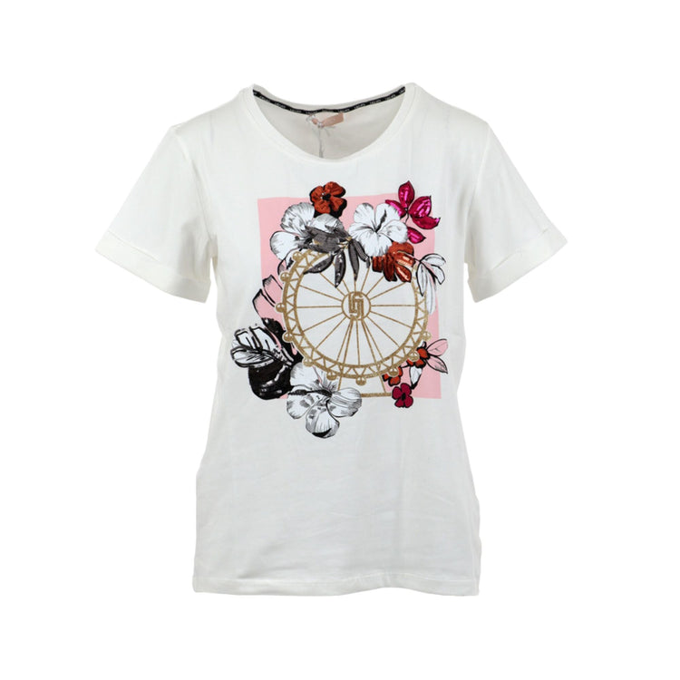 T-shirt Donna in cotone con stampa floreale