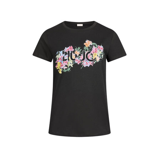 T-shirt Nera da Donna slim fit con stampa