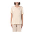 Blusa Donna a girocollo in viscosa Beige modella frontale