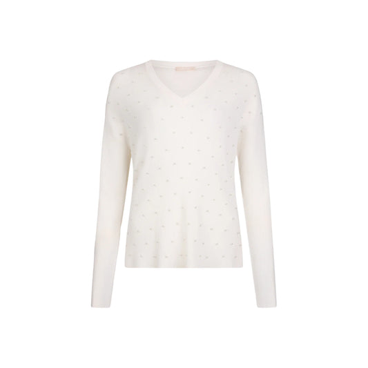 Maglia Donna con perle ricamate davanti