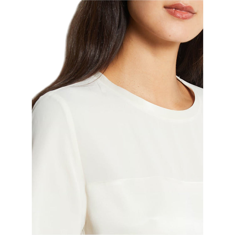 Blusa Donna in raso a maniche corte beige dettaglio