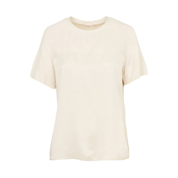 Blusa Donna in raso a maniche corte beige